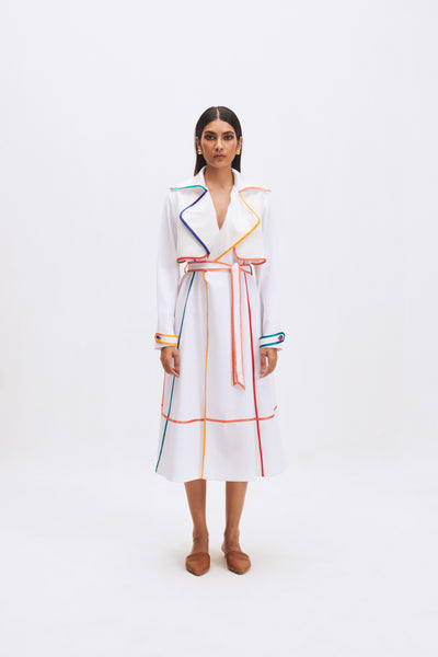 23701 MC STRIPE TRENCH DRESS NATURAL