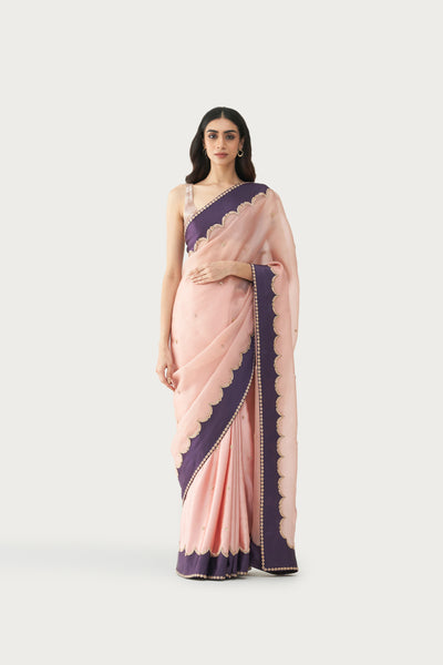 FIRDAUS PALE PINK CHARCOAL SAREE