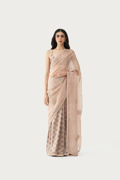 NILOUFER MILLEFLEUR EARTH GREY SAREE