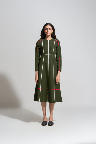 22703 MC STRIPE OLIVE DRESS