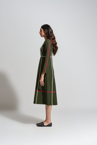 22703 MC STRIPE OLIVE DRESS