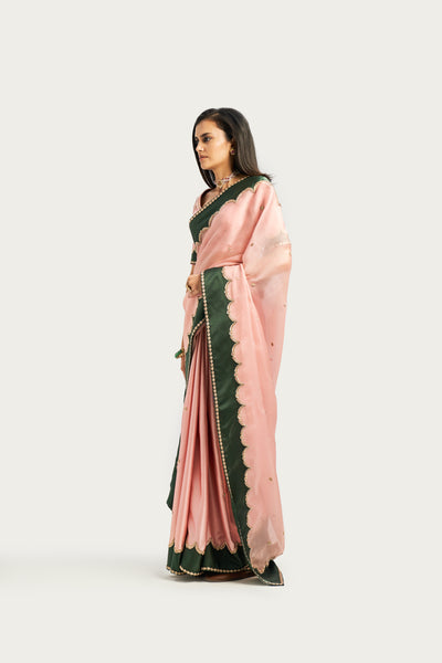 FIRDAUS PALE PINK OLIVE SAREE