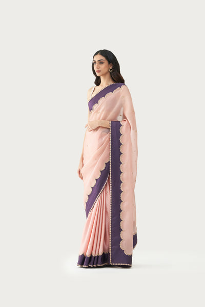 FIRDAUS PALE PINK CHARCOAL SAREE