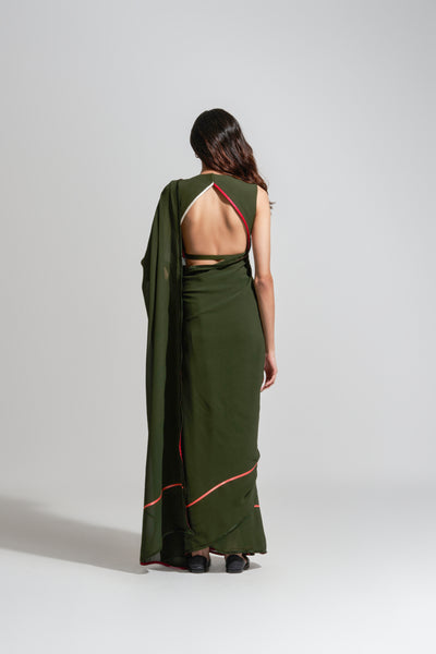 MC STRIPE OLIVE SAREE