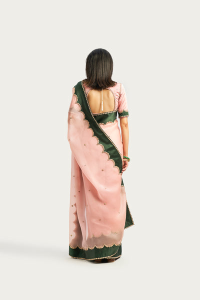 FIRDAUS PALE PINK OLIVE SAREE