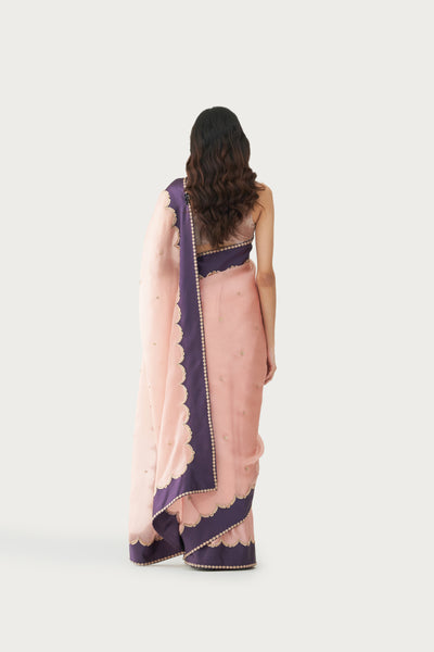 FIRDAUS PALE PINK CHARCOAL SAREE