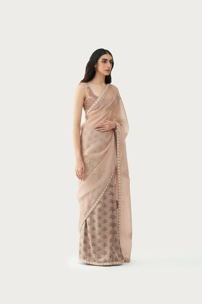 NILOUFER MILLEFLEUR EARTH GREY SAREE