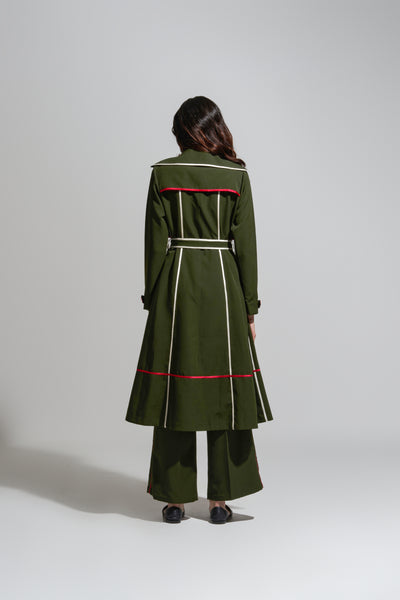 23701 MC STRIPE TRENCH DRESS OLIVE