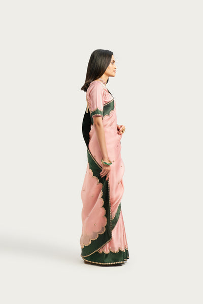 FIRDAUS PALE PINK OLIVE SAREE