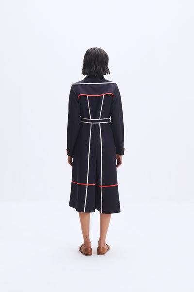 23701 MC STRIPE TRENCH DRESS SAPPHIRE