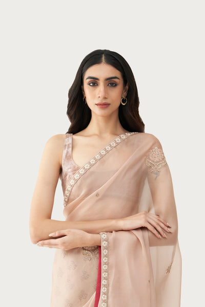 NILOUFER MILLEFLEUR EARTH GREY SAREE