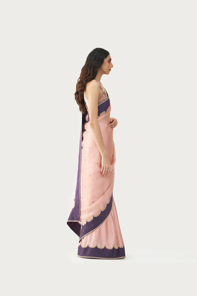 FIRDAUS PALE PINK CHARCOAL SAREE