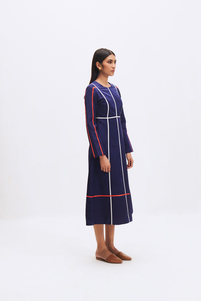 22703 MC STRIPE SAPPHIRE DRESS