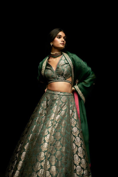 MILLE FLEUR JADE LEHENGA SET