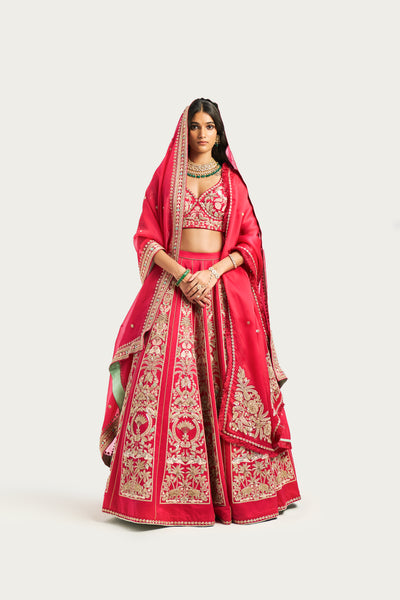 JARDIN MAJORELLE RUBY LEHENGA SET