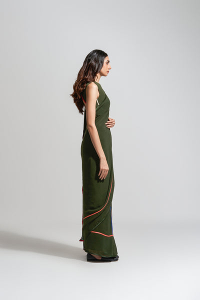 MC STRIPE OLIVE SAREE