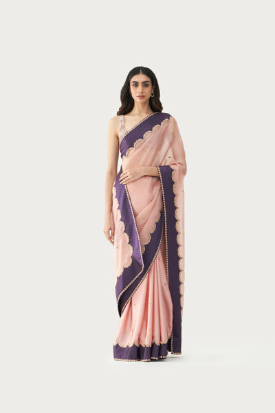 FIRDAUS PALE PINK CHARCOAL SAREE