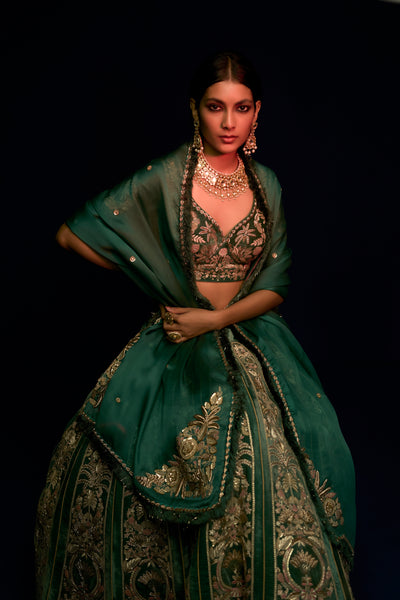 JARDIN MAJORELLE JADE LEHENGA SET