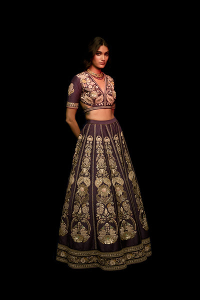 RUMY LILAC CHARCOAL LEHENGA SET