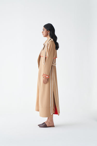 24201L TAUPE TRENCH, SLIP DRESS