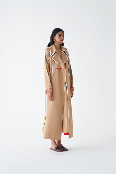 24201L TAUPE TRENCH, SLIP DRESS