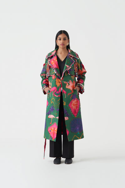 24201 OAXACA VERDE STRUCTURED LONG TRENCH